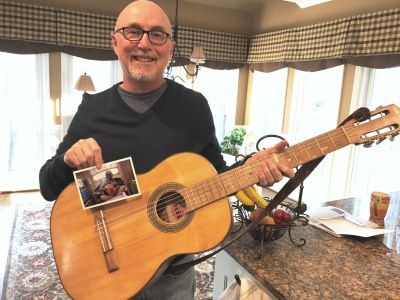A happy customer with his restored heirloom vintage guitar